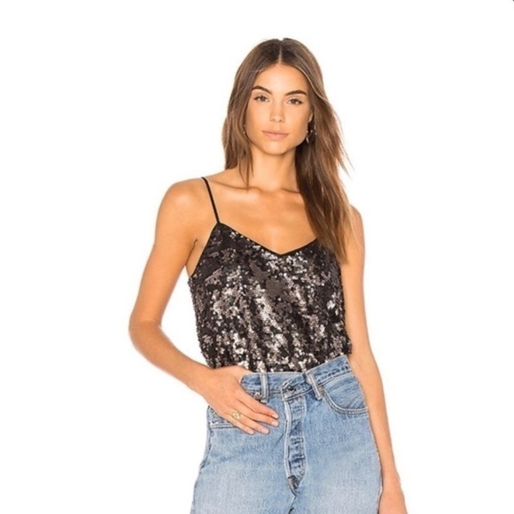 1.State Moody Hues Sequin Camisole Black Gold Size Small Ombre Adjustable Straps - Picture 1 of 13